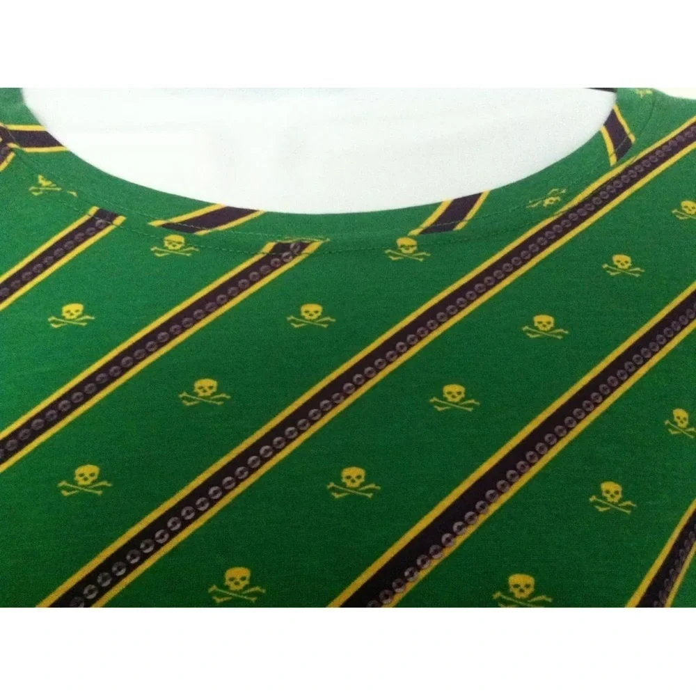 RALPH LAUREN kids skull crossbones print green long sleeve sequins top size M